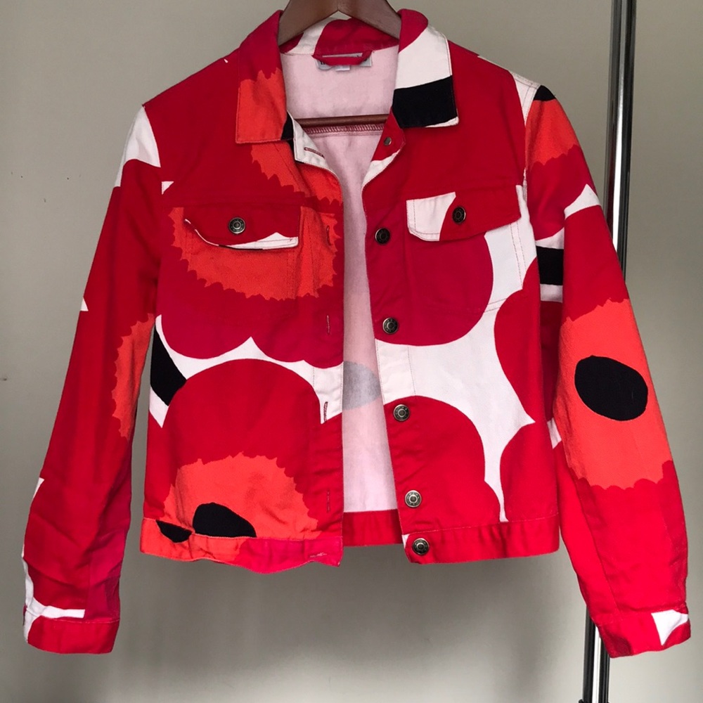 Marimekko denim jacket red